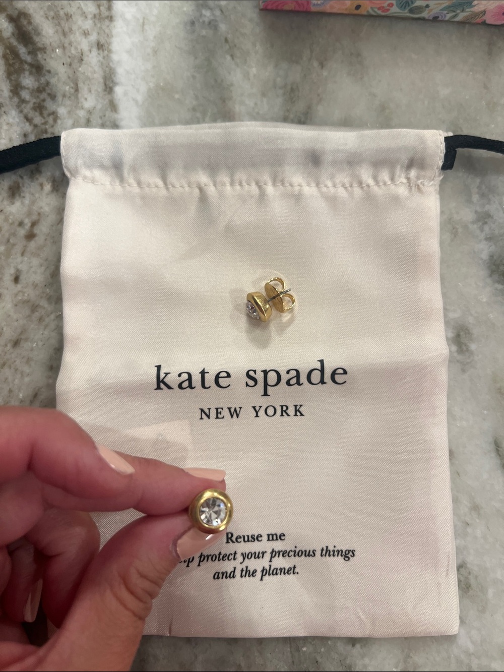 kate spade Gold and Clear Crystal Round Stud Earrings